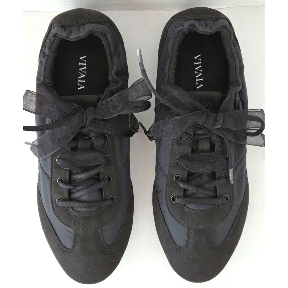 VIVAIA Yancy Sneakerina Black Re-Nylon Jogger 35.5 EUC Bella Hadid Balletcore
